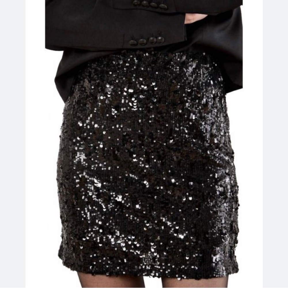Express Black Sequin Mini Skirt